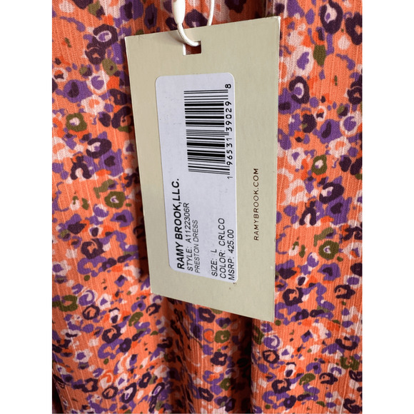Ramy Brook NWT Preston Floral Mini Fit and Flare Dress in Coral Combo Size L - Picture 5 of 8